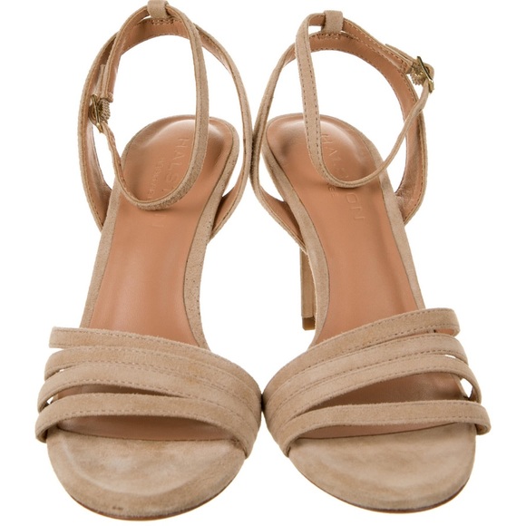 NWT. Halston Heritage Kelly Nude Sand Tan Suede Stiletto Sandals. Brand New. - Picture 4 of 7